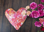 DaDa Bedding Hand-Made Sewn Marble Painted Heart Shaped Reversible Colorful Throw Pillow - 16” x 14” DaDalogy Bedding Collection