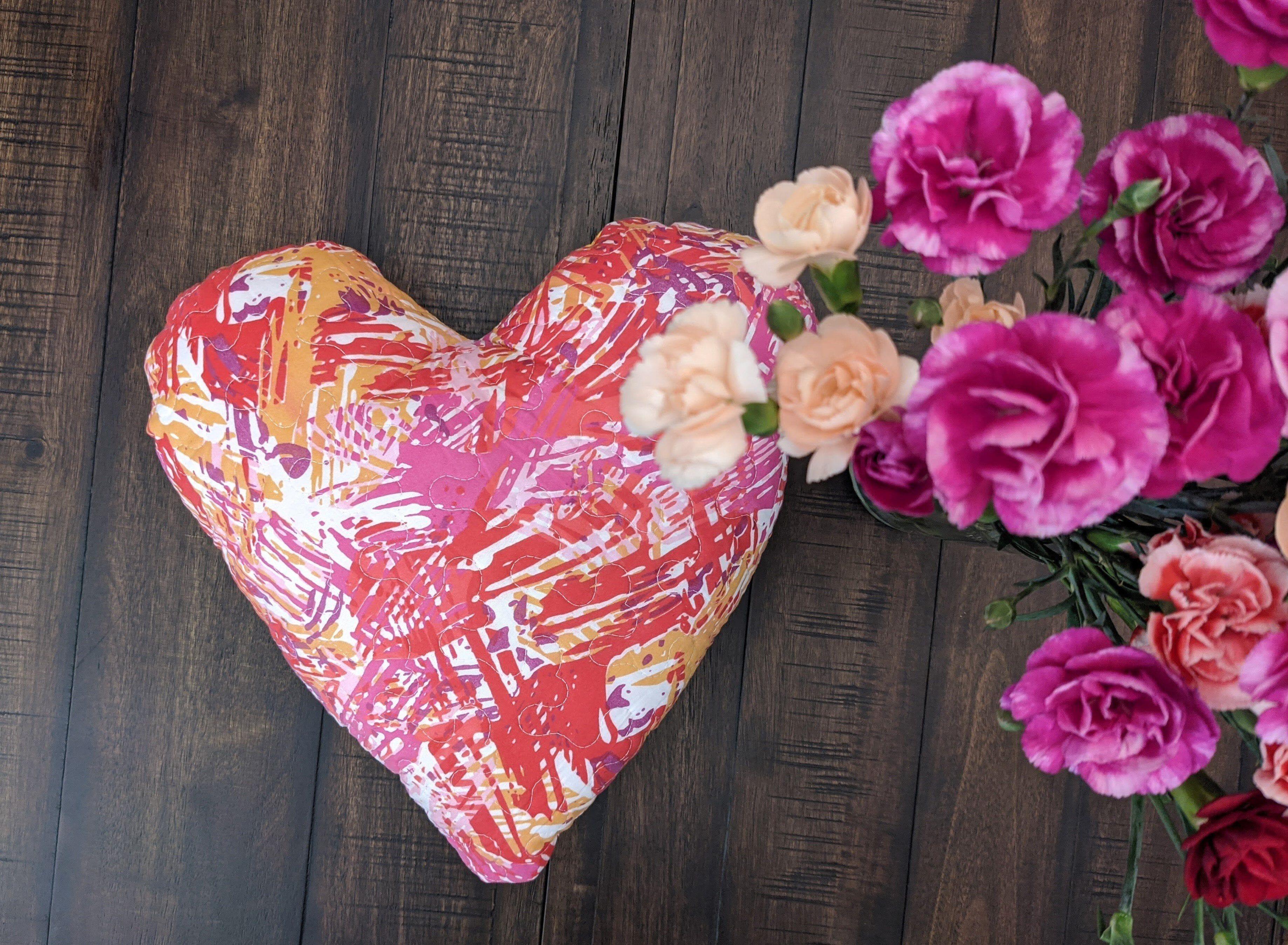 DaDa Bedding Hand-Made Sewn Marble Painted Heart Shaped Reversible Colorful Throw Pillow - 16” x 14” DaDalogy Bedding Collection