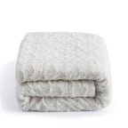 DaDa Bedding Luxury White Roses Fluffy Soft Sherpa Backside Faux Fur Throw Blanket (K11)
