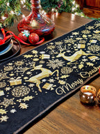 DaDa Bedding Magical Golden Reindeer Woven Tapestry Dining Table Runner (18272) DaDalogy Bedding Collection
