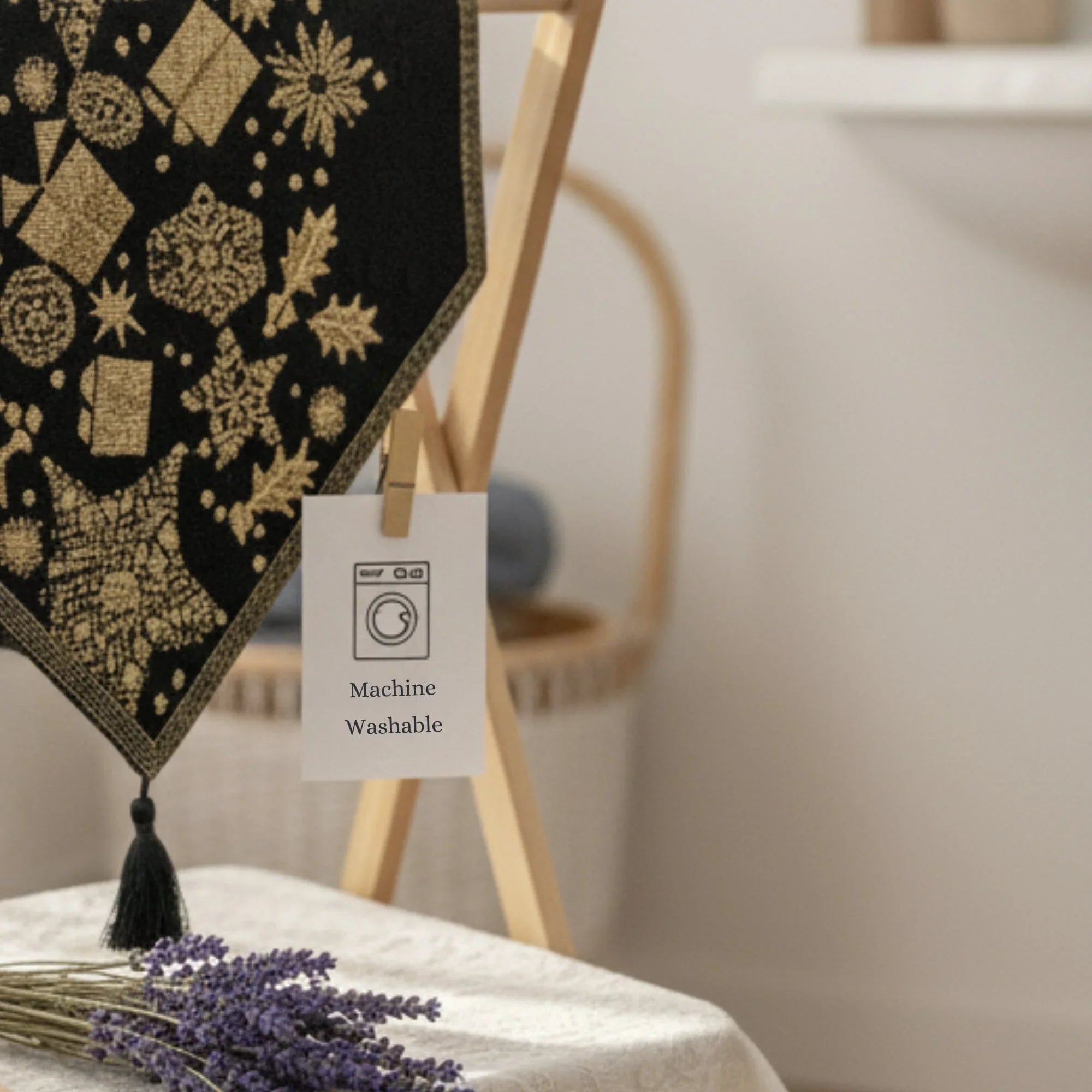 DaDa Bedding Magical Golden Reindeer Woven Tapestry Dining Table Runner (18272) DaDalogy Bedding Collection