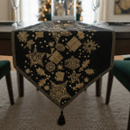 DaDa Bedding Magical Golden Reindeer Woven Tapestry Dining Table Runner (18272) DaDalogy Bedding Collection
