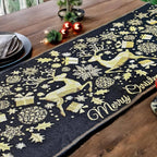 DaDa Bedding Magical Golden Reindeer Woven Tapestry Dining Table Runner (18272) DaDalogy Bedding Collection