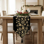DaDa Bedding Magical Golden Reindeer Woven Tapestry Dining Table Runner (18272) DaDalogy Bedding Collection