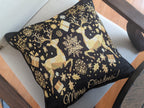 DaDa Bedding Magical Golden Reindeer Woven Tapestry Throw Pillow Covers 16" x 16" DaDalogy Bedding Collection