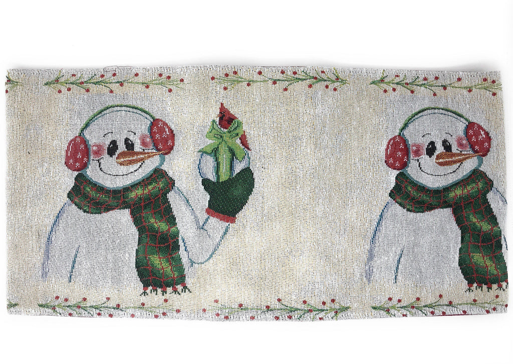 DaDa Bedding Magical Snowman Holiday Woven Tapestry Dining Table Runner (9733) DaDalogy Bedding Collection
