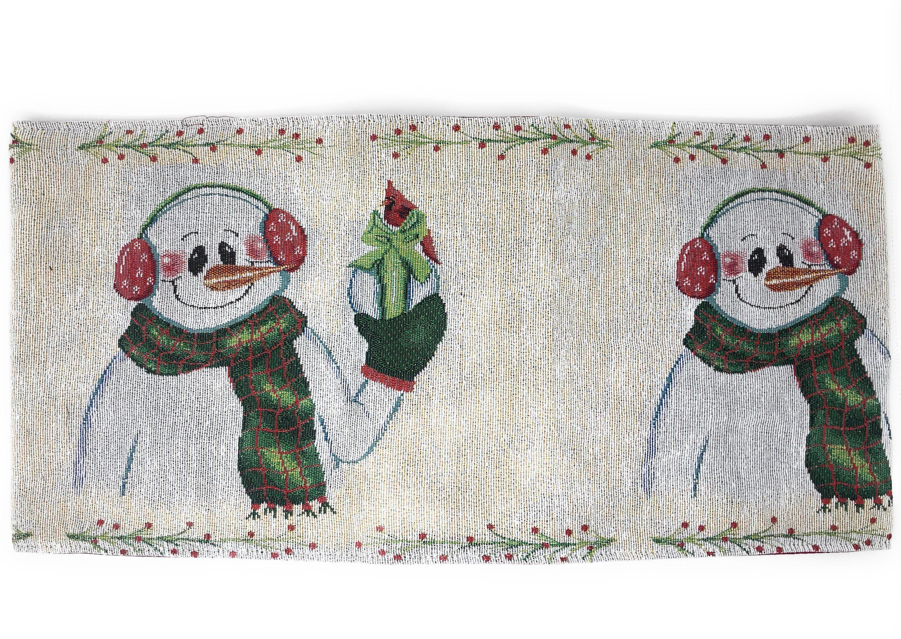 DaDa Bedding Magical Snowman Holiday Woven Tapestry Dining Table Runner (9733) DaDalogy Bedding Collection