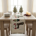 DaDa Bedding Magical Snowman Holiday Woven Tapestry Dining Table Runner (9733) DaDalogy Bedding Collection
