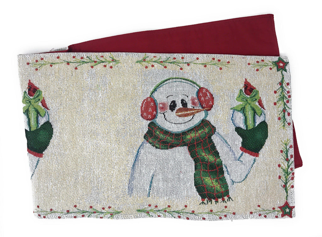 DaDa Bedding Magical Snowman Holiday Woven Tapestry Dining Table Runner (9733) DaDalogy Bedding Collection
