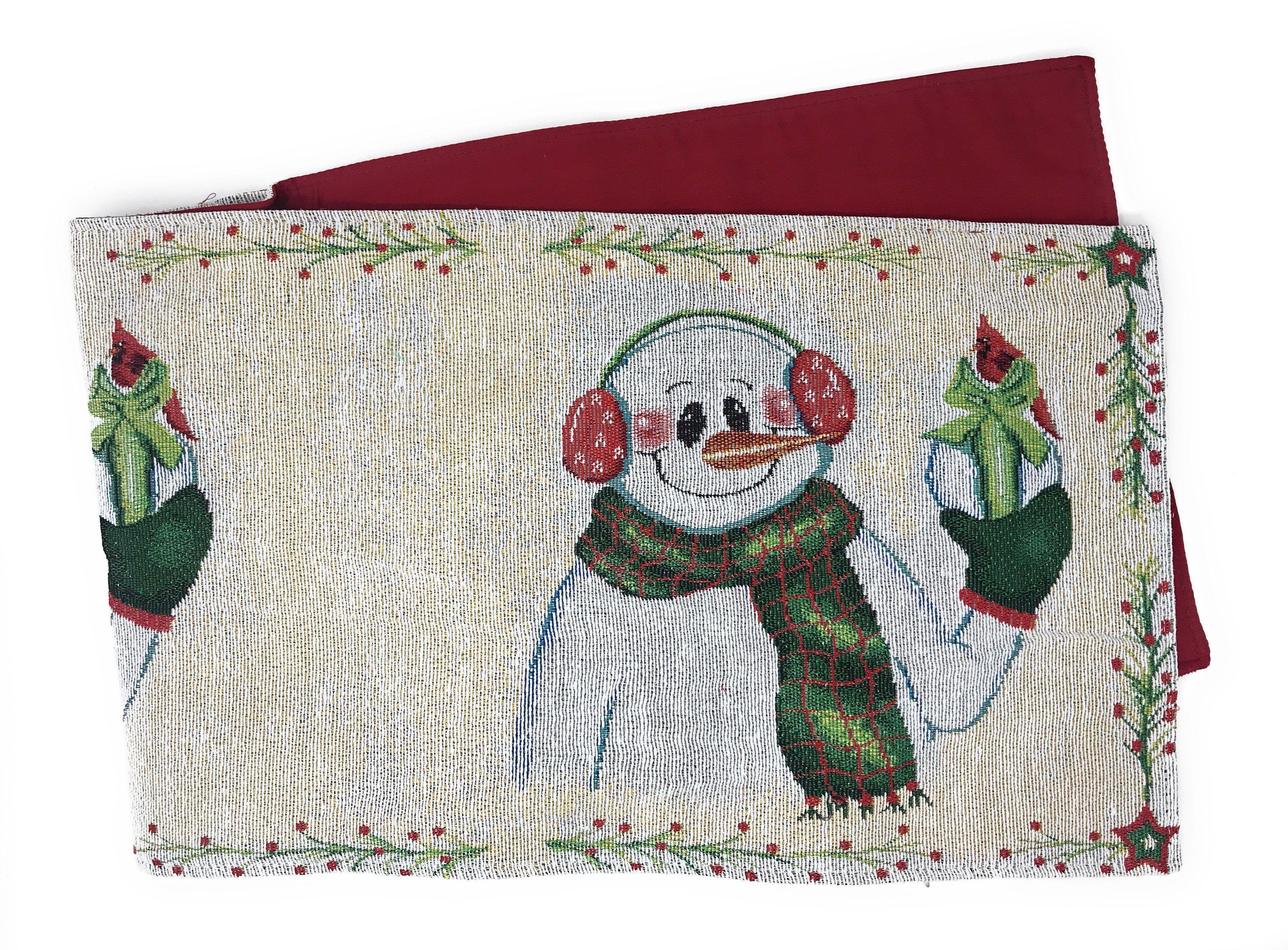 DaDa Bedding Magical Snowman Holiday Woven Tapestry Dining Table Runner (9733) DaDalogy Bedding Collection