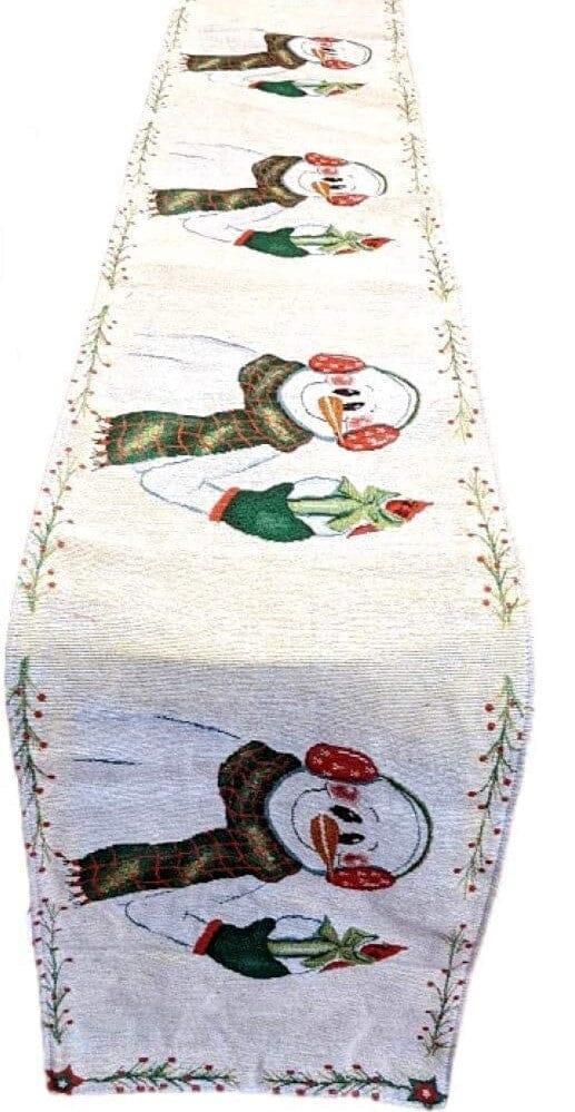 DaDa Bedding Magical Snowman Holiday Woven Tapestry Dining Table Runner (9733) DaDalogy Bedding Collection