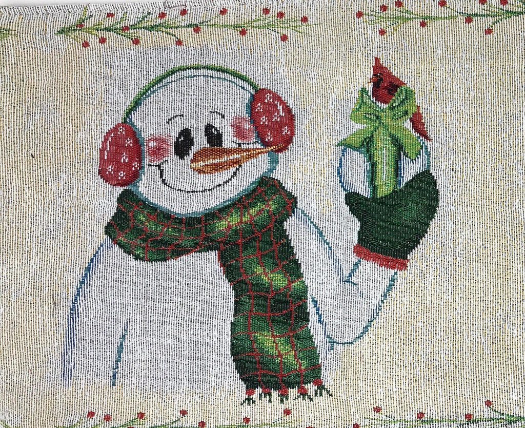 DaDa Bedding Magical Snowman Holiday Woven Tapestry Dining Table Runner (9733) DaDalogy Bedding Collection
