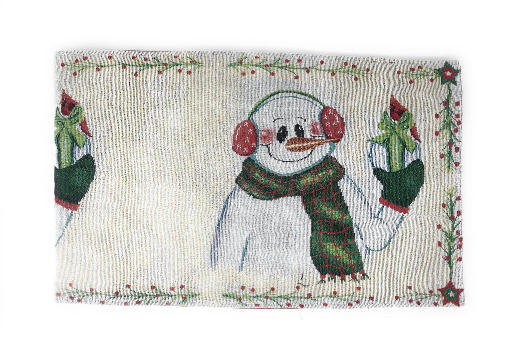 DaDa Bedding Magical Snowman Holiday Woven Tapestry Dining Table Runner (9733) DaDalogy Bedding Collection