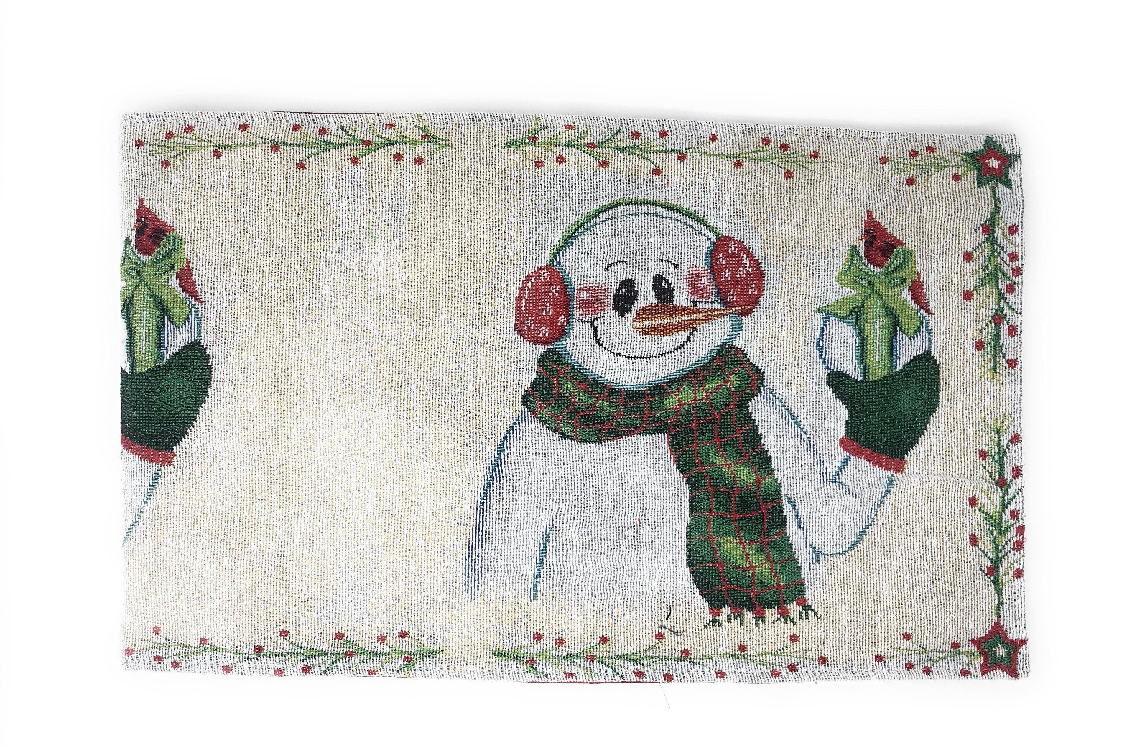 DaDa Bedding Magical Snowman Holiday Woven Tapestry Dining Table Runner (9733) DaDalogy Bedding Collection