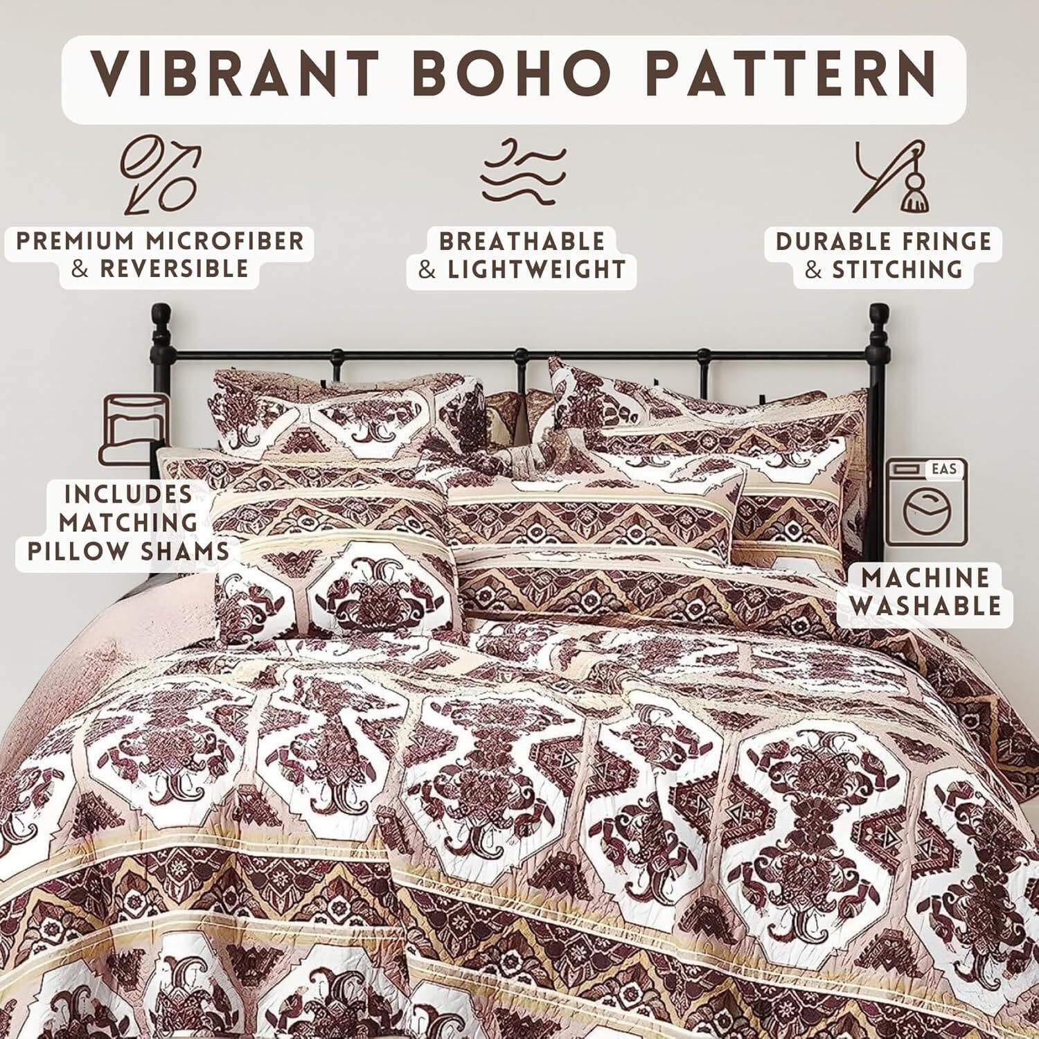 DaDa Bedding Majestic Oriental Kilim Bedspread - Royal Persian Traditional Design Intricate Ornate Ornament Print Coverlet w/ Shams DaDalogy Bedding Collection