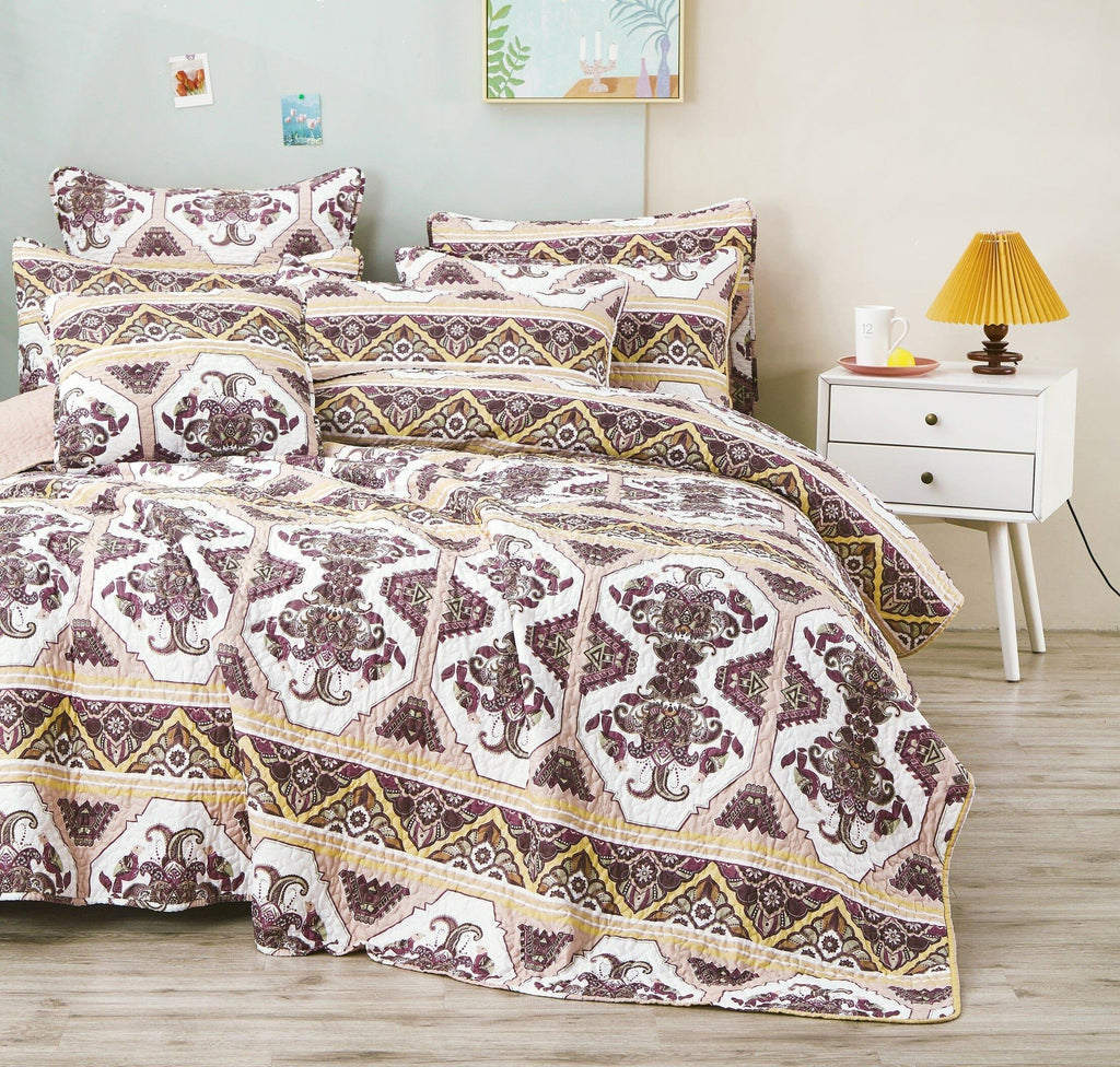 DaDa Bedding Majestic Oriental Kilim Bedspread - Royal Persian Traditional Design Intricate Ornate Ornament Print Coverlet w/ Shams DaDalogy Bedding Collection