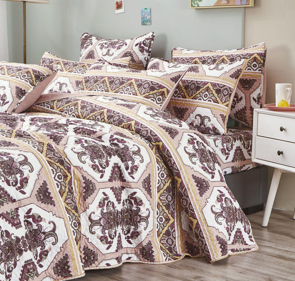 DaDa Bedding Majestic Oriental Kilim Bedspread - Royal Persian Traditional Design Intricate Ornate Ornament Print Coverlet w/ Shams DaDalogy Bedding Collection