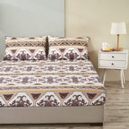 DaDa Bedding Majestic Oriental Kilim Fitted Sheet - w/ Pillow Cases Royal Persian Traditional Design Intricate Ornate Ornament Print DaDalogy Bedding Collection