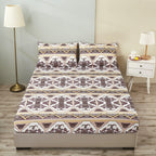 DaDa Bedding Majestic Oriental Kilim Fitted Sheet - w/ Pillow Cases Royal Persian Traditional Design Intricate Ornate Ornament Print DaDalogy Bedding Collection