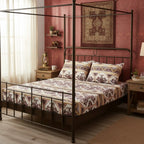 DaDa Bedding Majestic Oriental Kilim Fitted Sheet - w/ Pillow Cases Royal Persian Traditional Design Intricate Ornate Ornament Print DaDalogy Bedding Collection