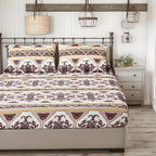 DaDa Bedding Majestic Oriental Kilim Fitted Sheet - w/ Pillow Cases Royal Persian Traditional Design Intricate Ornate Ornament Print DaDalogy Bedding Collection