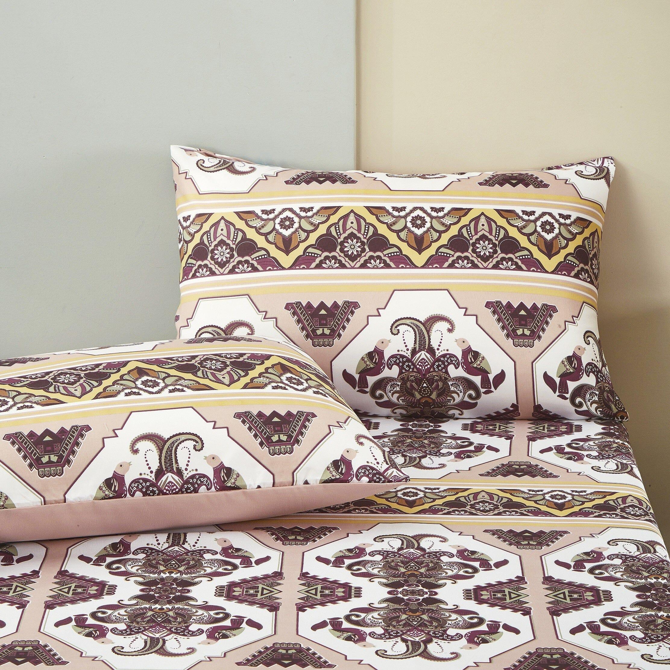 DaDa Bedding Majestic Oriental Kilim Fitted Sheet - w/ Pillow Cases Royal Persian Traditional Design Intricate Ornate Ornament Print DaDalogy Bedding Collection