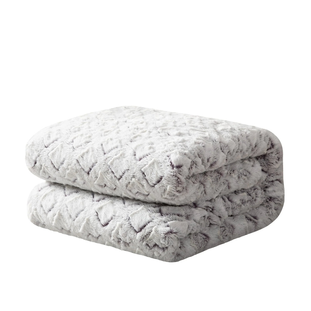 DaDa Bedding Luxury Dreamy Milky White & Purple Sherpa Backside Faux Fur Throw Blanket (M3395) DaDalogy Bedding Collection