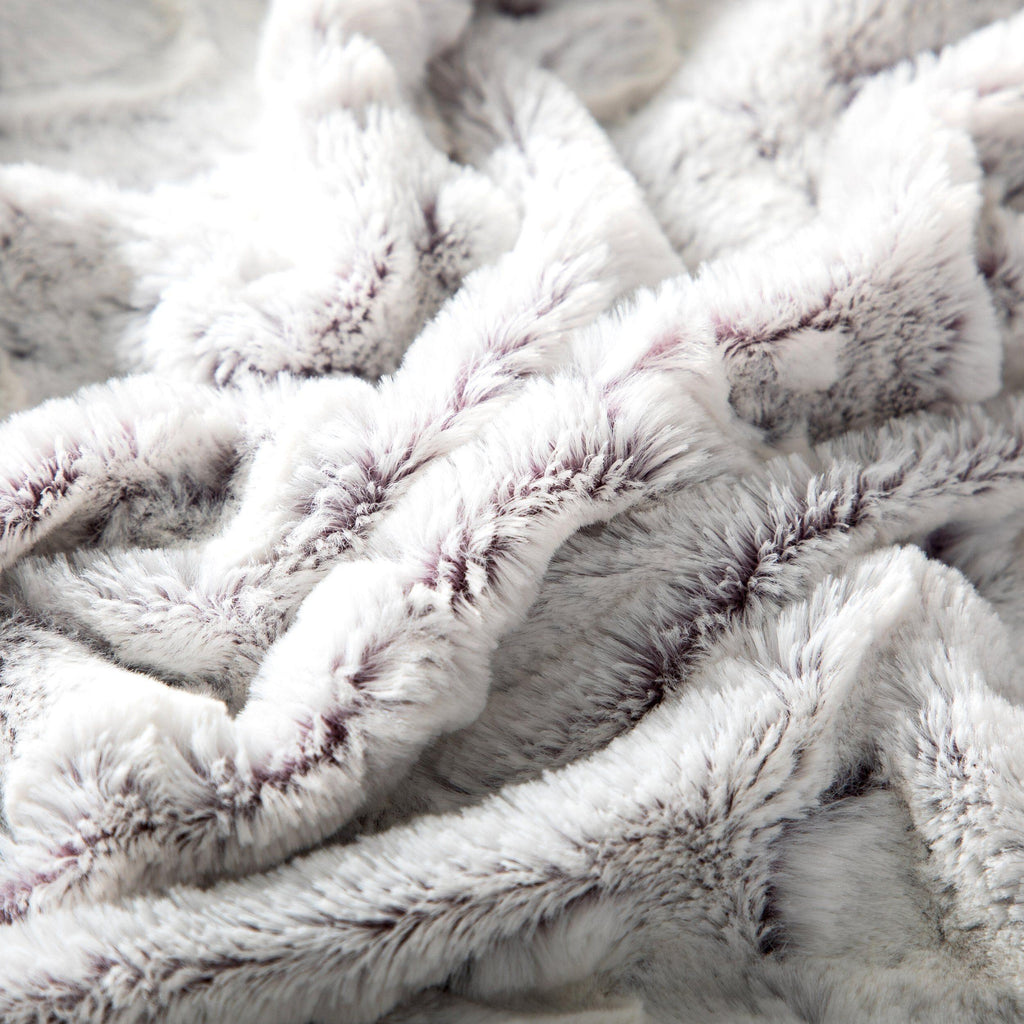 DaDa Bedding Luxury Dreamy Milky White & Purple Sherpa Backside Faux Fur Throw Blanket (M3395) DaDalogy Bedding Collection