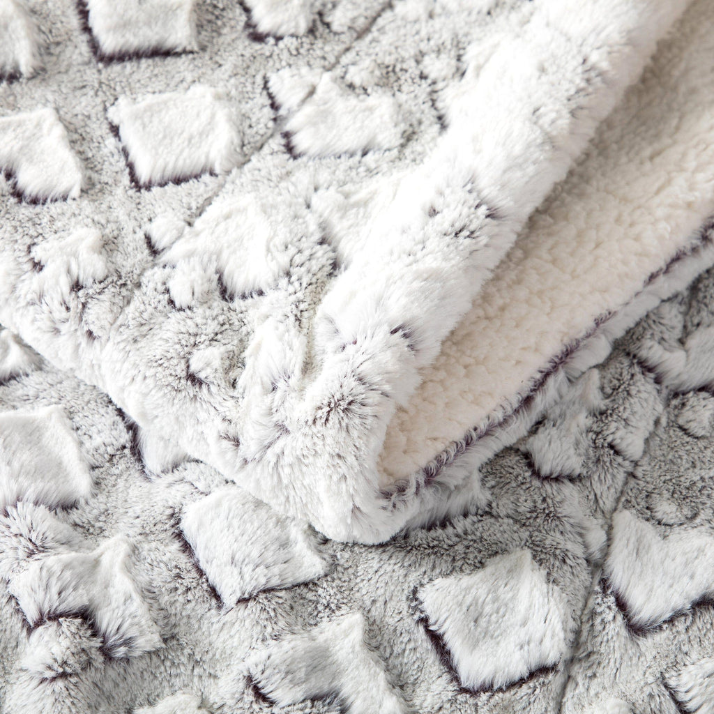 DaDa Bedding Luxury Dreamy Milky White & Purple Sherpa Backside Faux Fur Throw Blanket (M3395) DaDalogy Bedding Collection