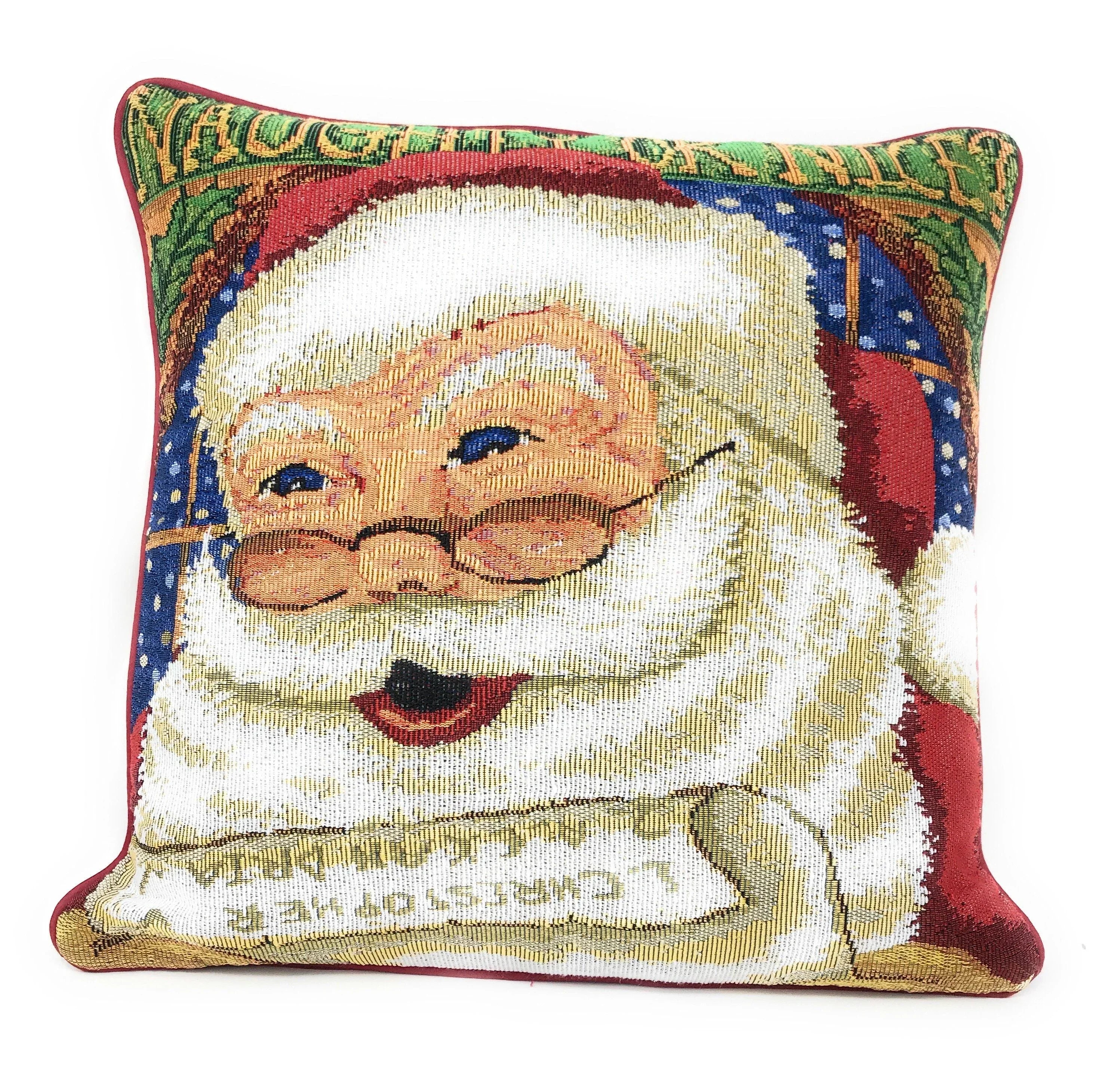 DaDa Bedding Naughty or Nice Santa Claus Christmas Woven Tapestry Throw Pillow Cover - 16" x 16" DaDalogy Bedding Collection