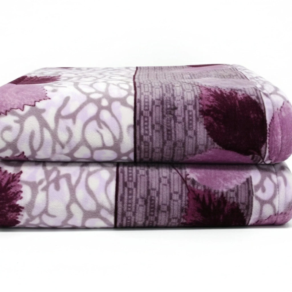 DaDa Bedding Orchid Blossoms Striped Floral Lavender Plush Fleece Flannel Throw Blanket (XY9833) DaDalogy Bedding Collection