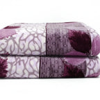 DaDa Bedding Orchid Blossoms Striped Floral Lavender Plush Fleece Flannel Throw Blanket (XY9833) DaDalogy Bedding Collection