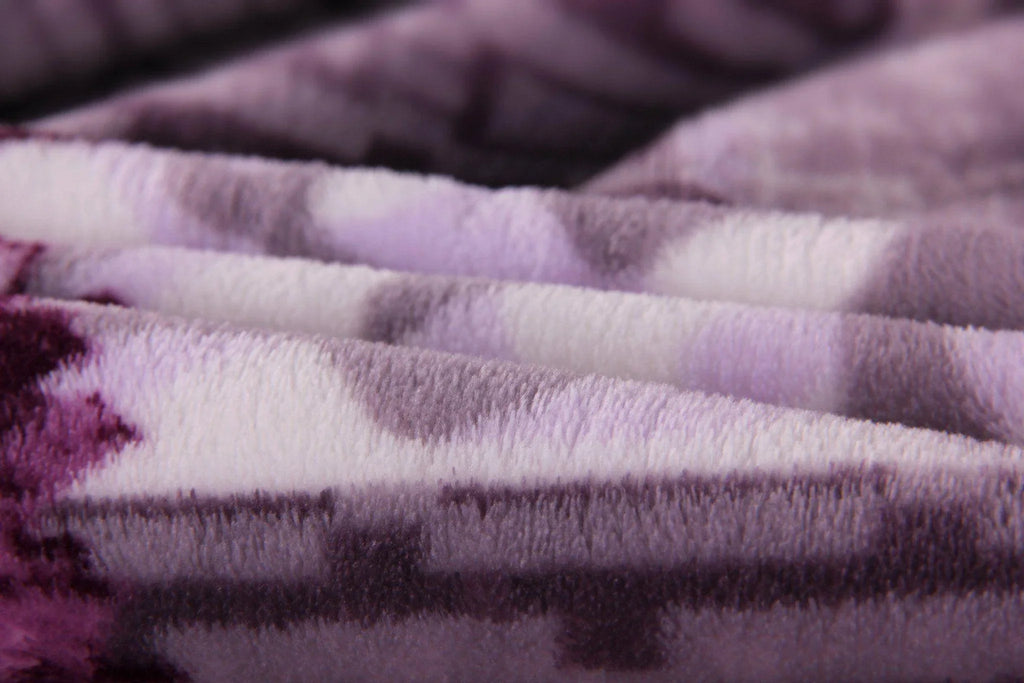 DaDa Bedding Orchid Blossoms Striped Floral Lavender Plush Fleece Flannel Throw Blanket (XY9833) DaDalogy Bedding Collection