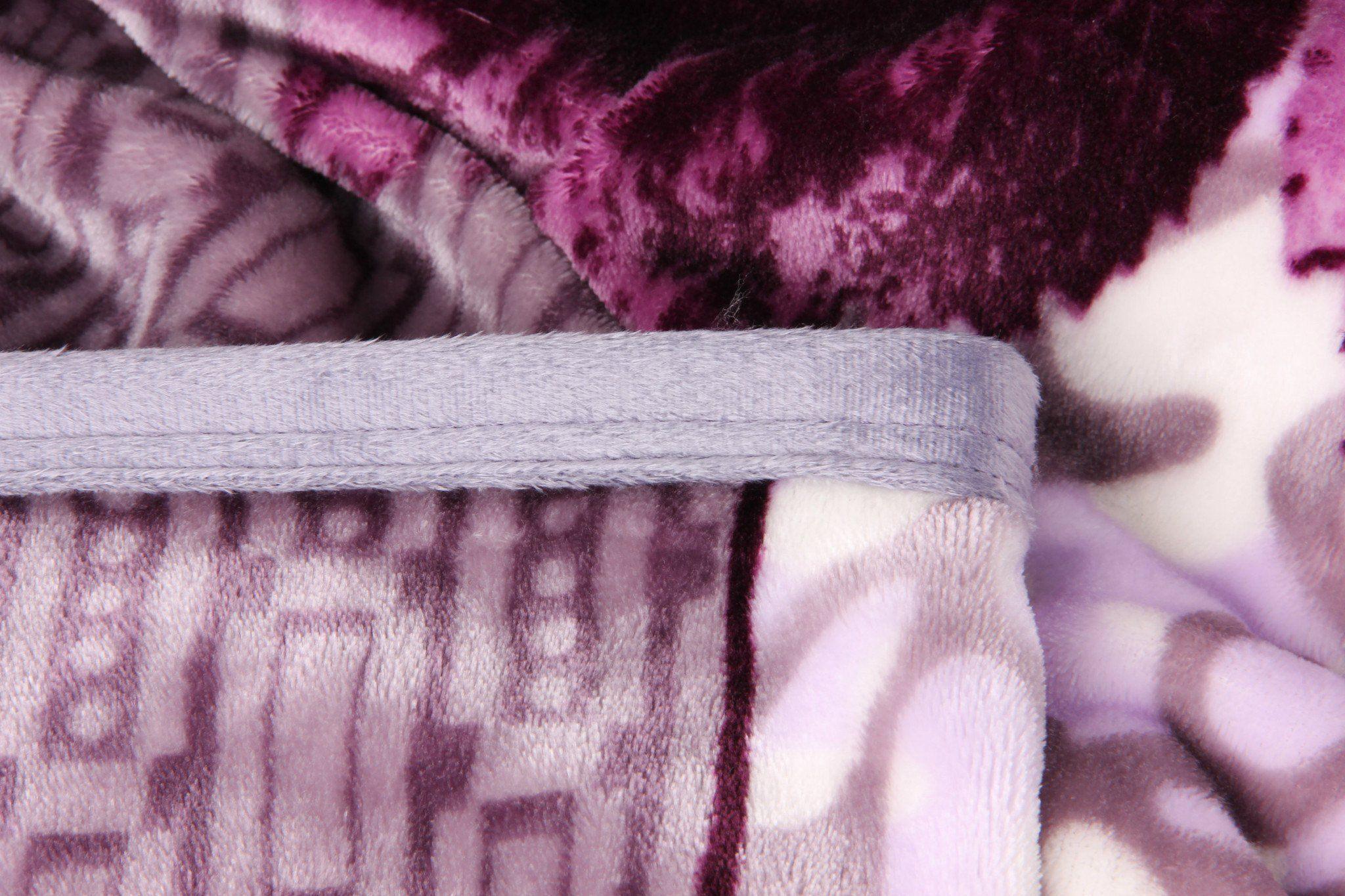 DaDa Bedding Orchid Blossoms Striped Floral Lavender Plush Fleece Flannel Throw Blanket (XY9833) DaDalogy Bedding Collection