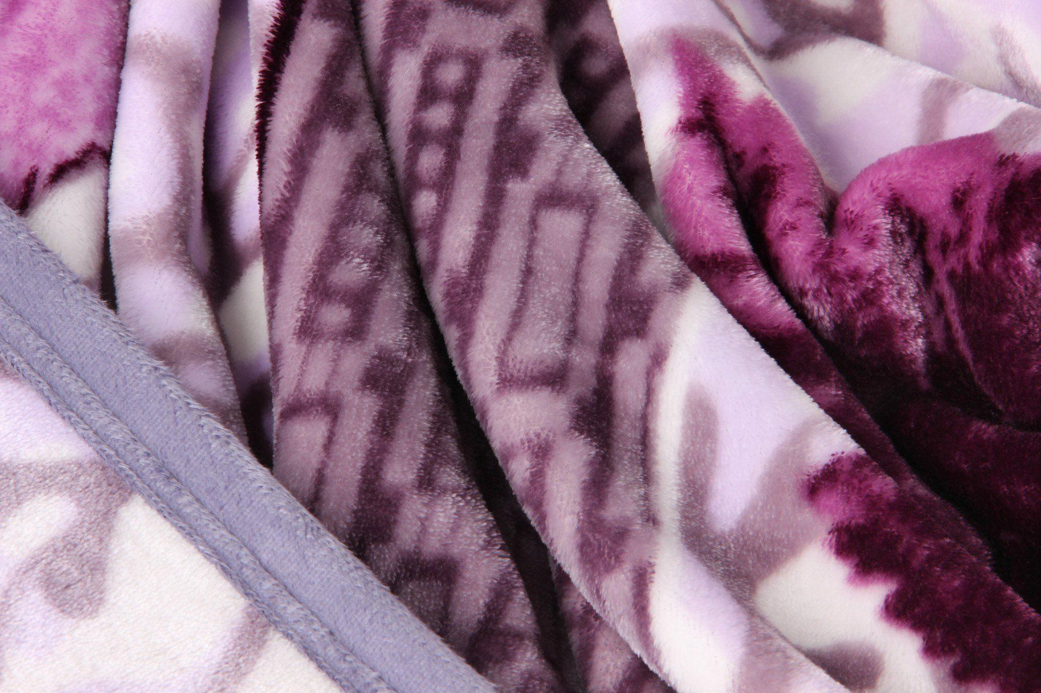 DaDa Bedding Orchid Blossoms Striped Floral Lavender Plush Fleece Flannel Throw Blanket (XY9833) DaDalogy Bedding Collection
