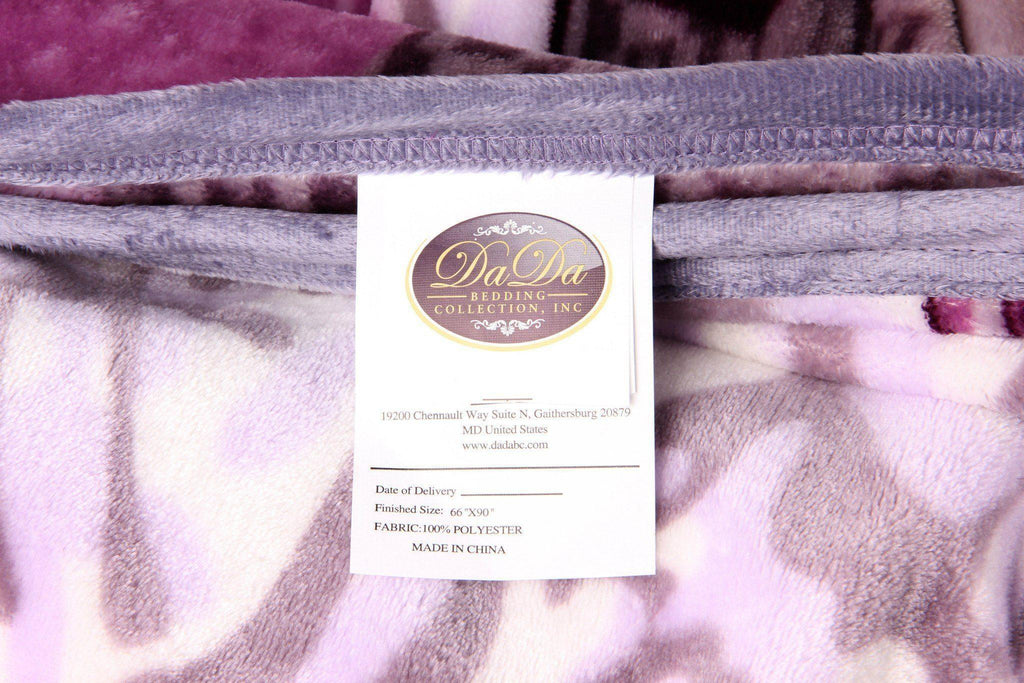 DaDa Bedding Orchid Blossoms Striped Floral Lavender Plush Fleece Flannel Throw Blanket (XY9833) DaDalogy Bedding Collection