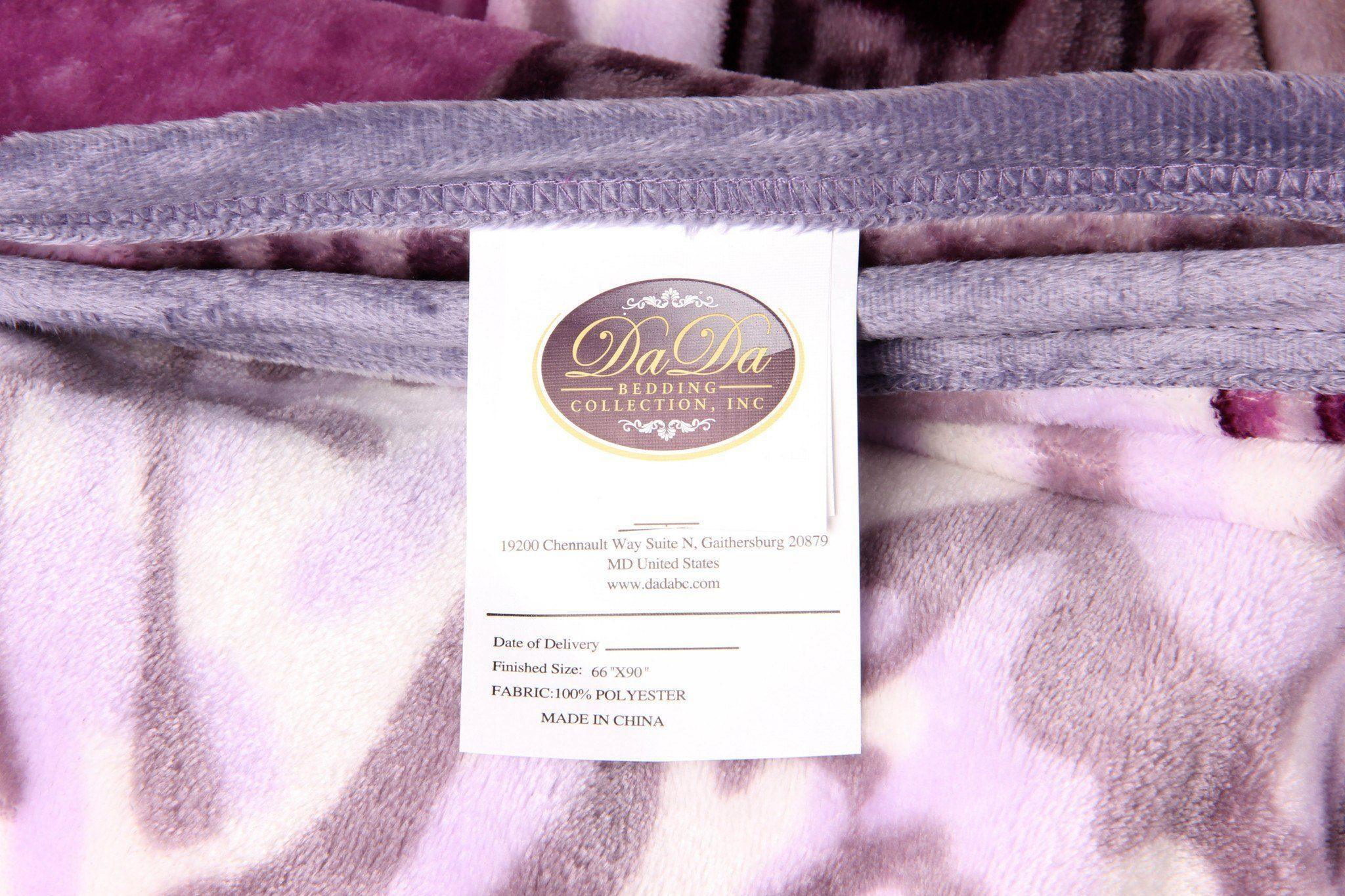 DaDa Bedding Orchid Blossoms Striped Floral Lavender Plush Fleece Flannel Throw Blanket (XY9833) DaDalogy Bedding Collection