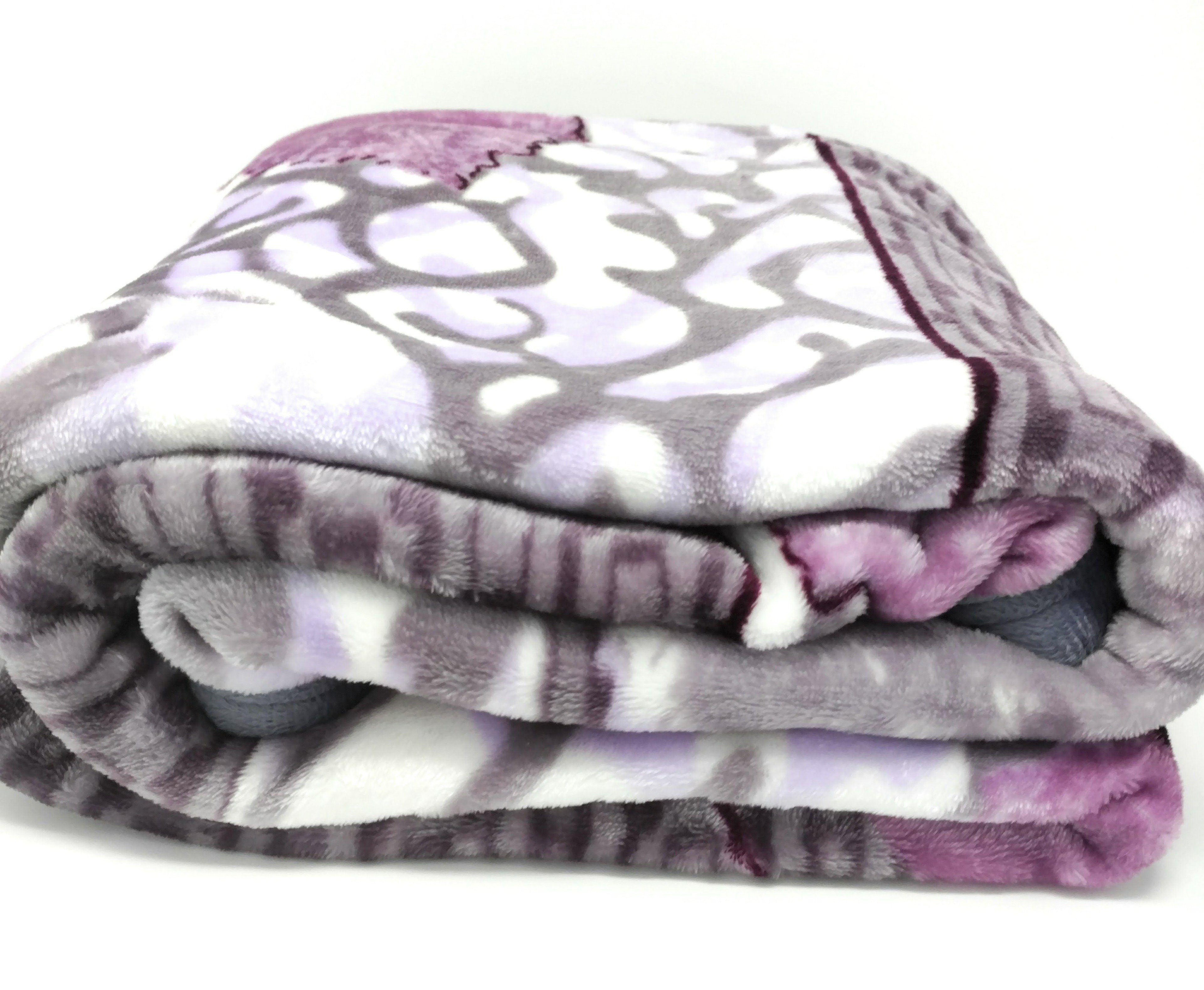 DaDa Bedding Orchid Blossoms Striped Floral Lavender Plush Fleece Flannel Throw Blanket (XY9833) DaDalogy Bedding Collection
