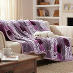 DaDa Bedding Orchid Blossoms Striped Floral Lavender Plush Fleece Flannel Throw Blanket (XY9833) DaDalogy Bedding Collection