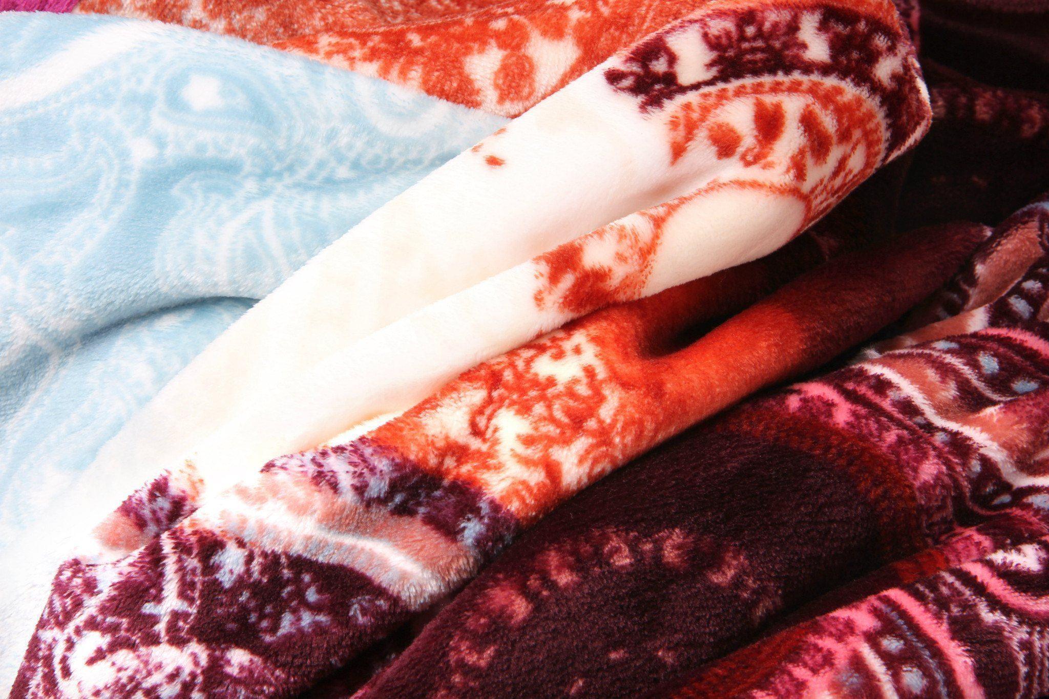 DaDa Bedding Paisley Dreams Floral Burgundy Mink Fleece Flannel Throw Blanket (XY0025) DaDalogy Bedding Collection