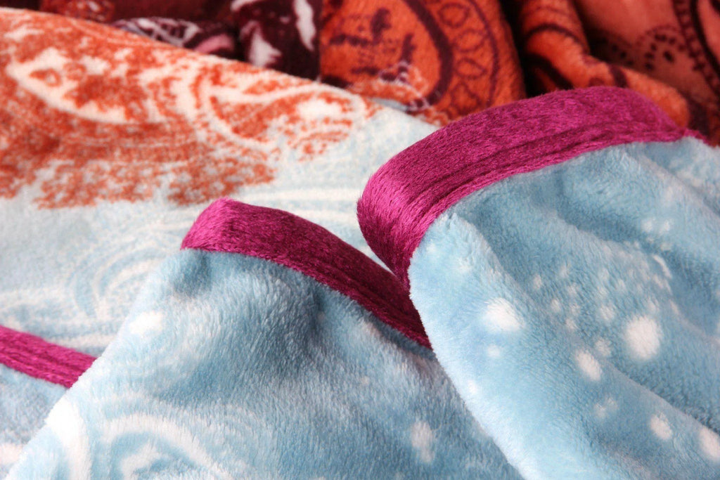 DaDa Bedding Paisley Dreams Floral Burgundy Mink Fleece Flannel Throw Blanket (XY0025) DaDalogy Bedding Collection