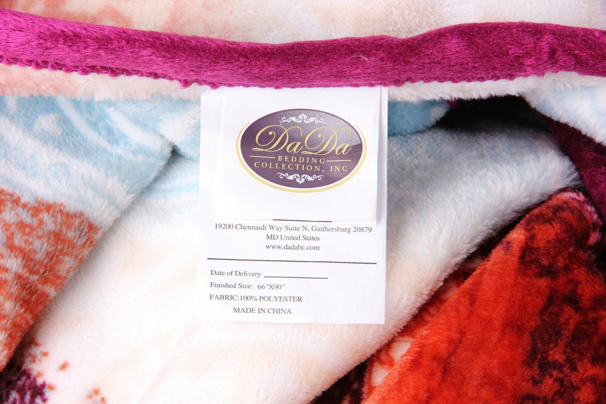 DaDa Bedding Paisley Dreams Floral Burgundy Mink Fleece Flannel Throw Blanket (XY0025) DaDalogy Bedding Collection