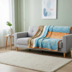 DaDa Bedding Papaya Beach Orange & Blue Reversible Soft Fleece Flannel Throw Blanket (XY9841) DaDalogy Bedding Collection