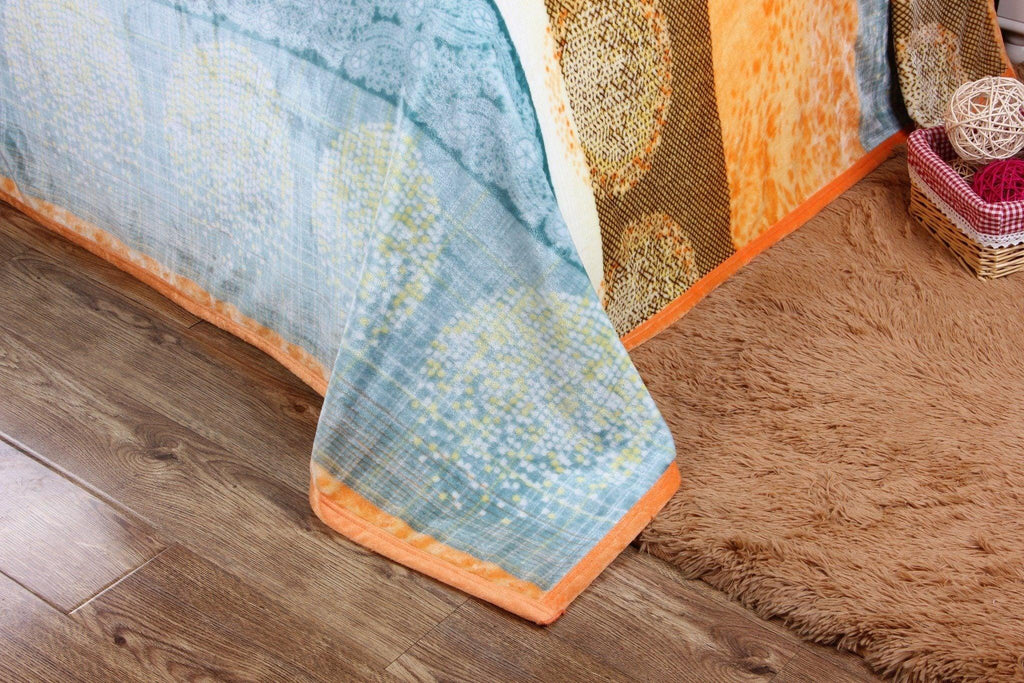 DaDa Bedding Papaya Beach Orange & Blue Reversible Soft Fleece Flannel Throw Blanket (XY9841) DaDalogy Bedding Collection