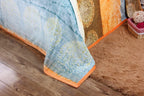 DaDa Bedding Papaya Beach Orange & Blue Reversible Soft Fleece Flannel Throw Blanket (XY9841) DaDalogy Bedding Collection