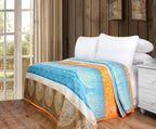 DaDa Bedding Papaya Beach Orange & Blue Reversible Soft Fleece Flannel Throw Blanket (XY9841) DaDalogy Bedding Collection