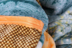 DaDa Bedding Papaya Beach Orange & Blue Reversible Soft Fleece Flannel Throw Blanket (XY9841) DaDalogy Bedding Collection