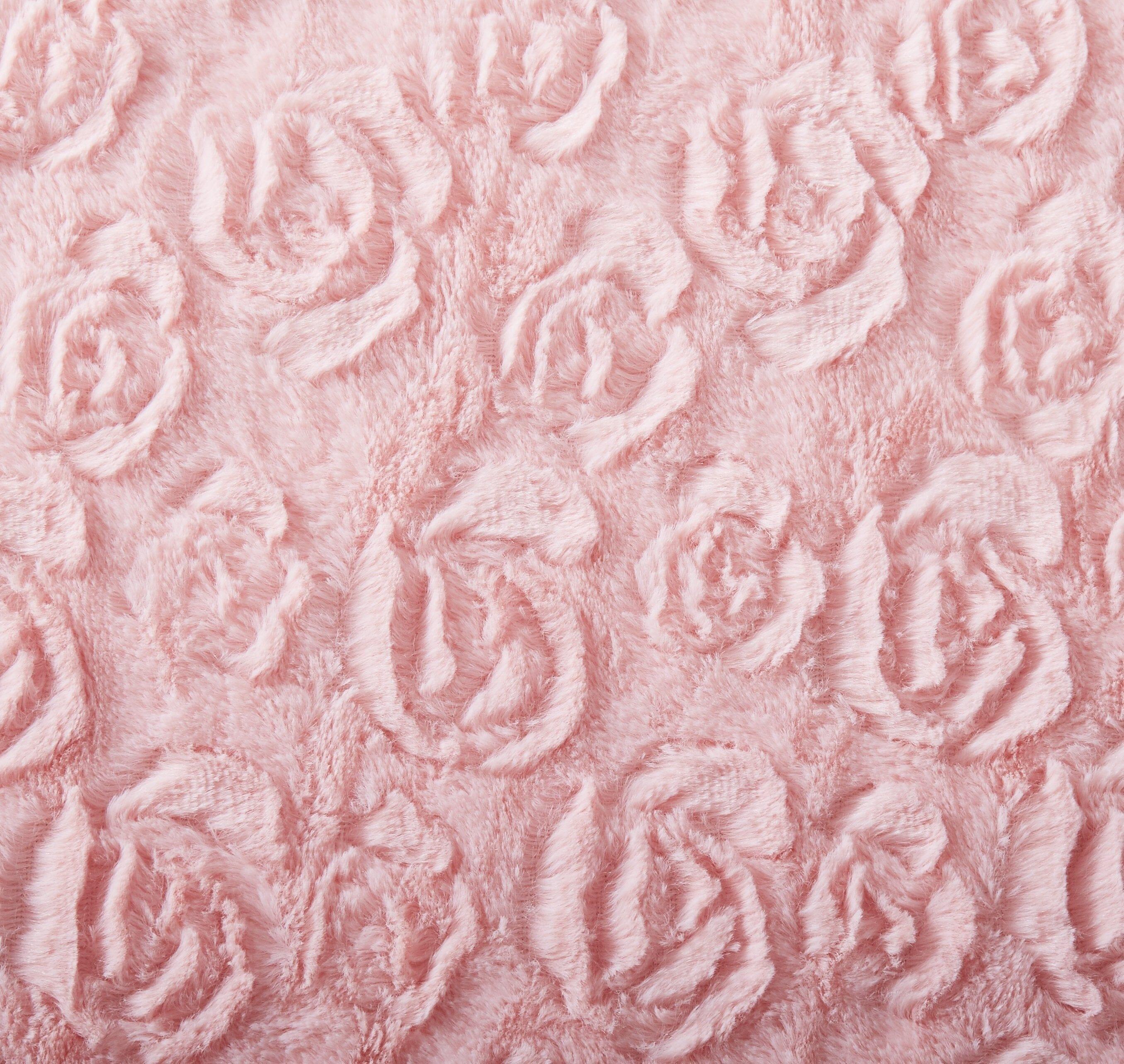 DaDa Bedding Rosey Pastel Blossom Pink Faux Fur Euro Throw Pillow Cover (171752) DaDalogy Bedding Collection