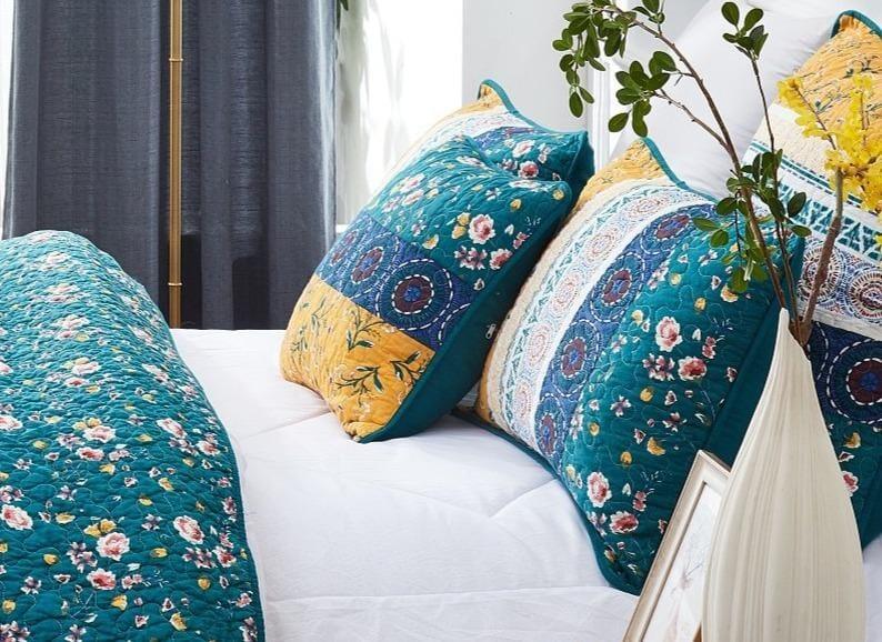 DaDa Bedding Patchwork Bed of Wild Flowers Floral King Size Pillow Sham Cover, 20" x 36" (JHW886) DaDalogy Bedding Collection