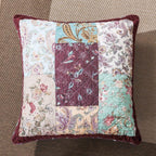 DaDa Bedding Patchwork Burgundy Red Velvet Floral Euro Pillow Cover, 26" x 26" (JHW-868) DaDalogy Bedding Collection